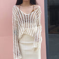 Crochet Cutout Long-Sleeve Blouse