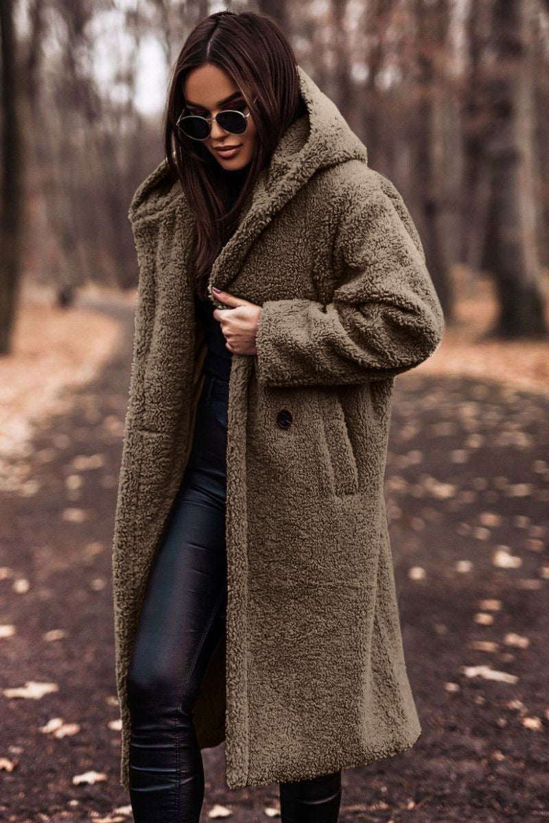 Plush Teddy Faux-Fur Long Coat