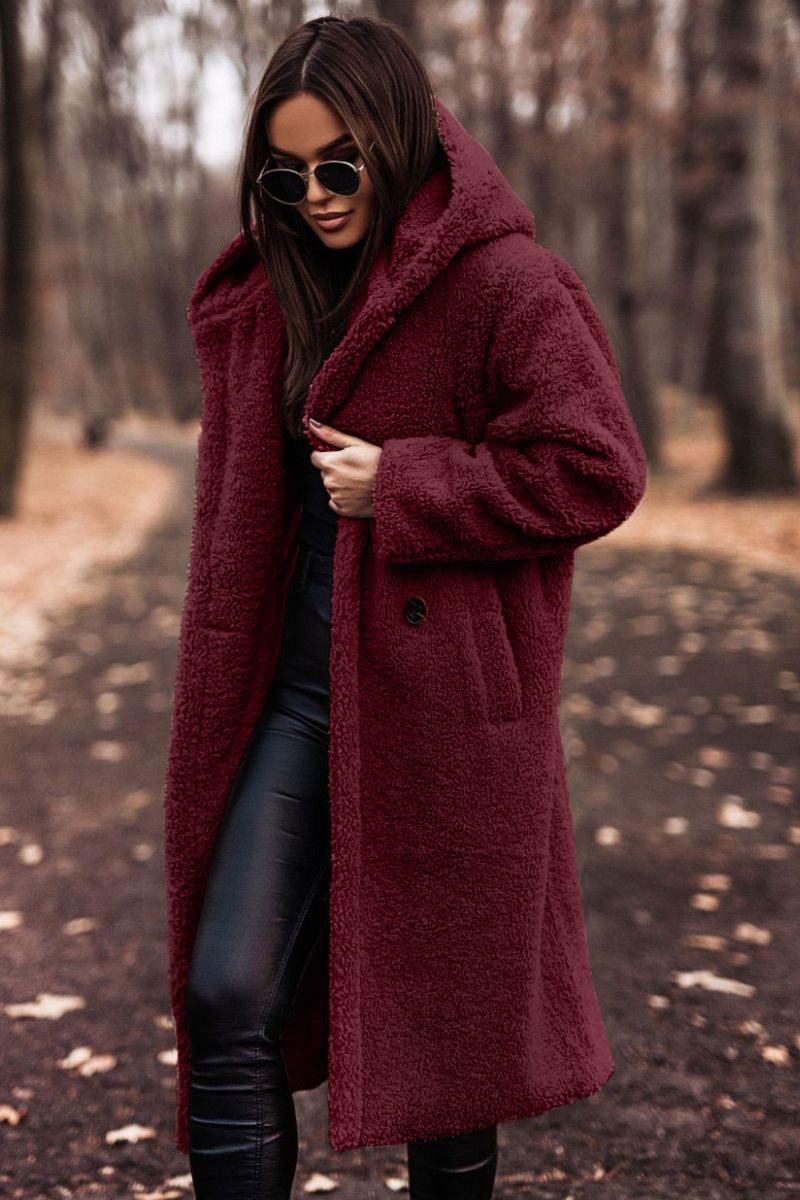 Plush Teddy Faux-Fur Long Coat