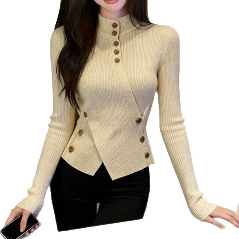 Semi-High Neck Knit Sweater