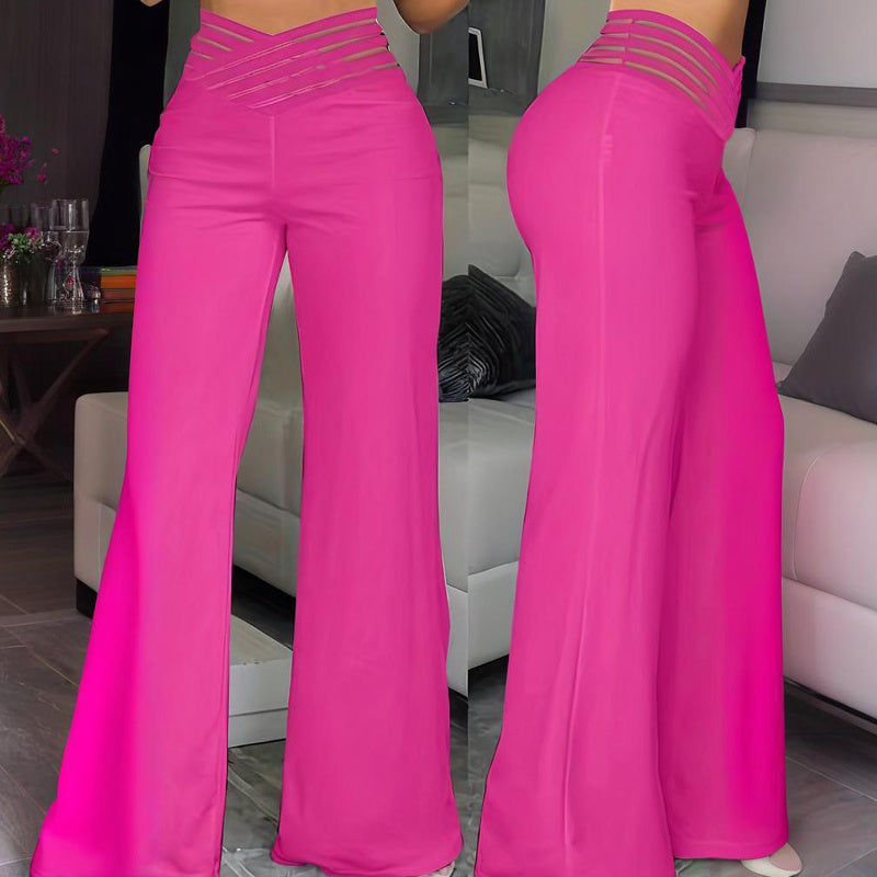 Mesh Patchwork High-Waist Pants