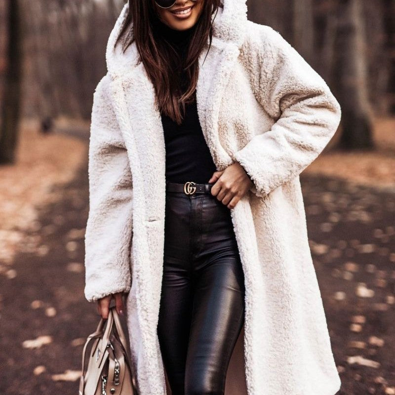Plush Teddy Faux-Fur Long Coat