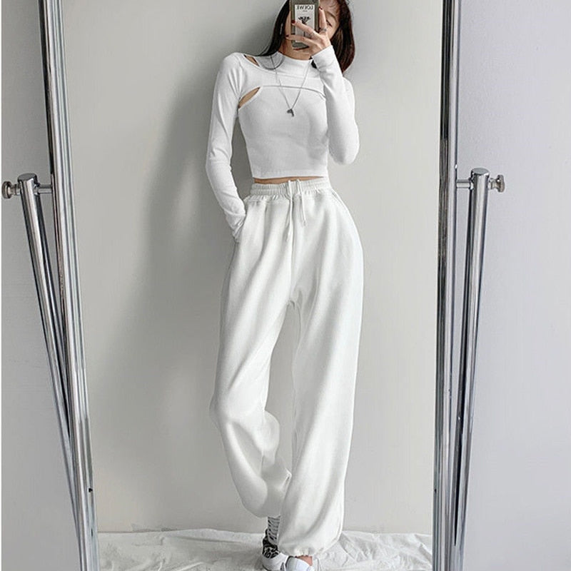 Hollow-Knit Layered Crop Top