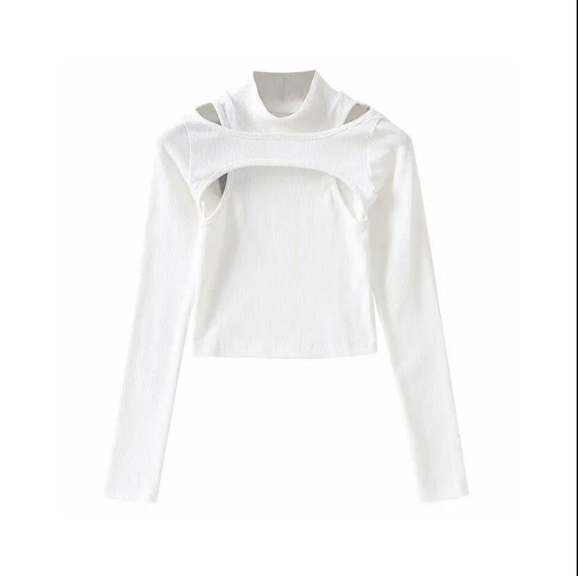 Hollow-Knit Layered Crop Top