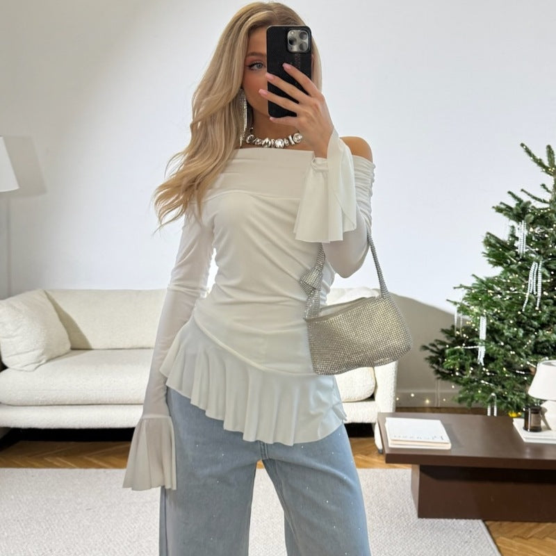 Off-Shoulder Bell-Sleeve Top, women's top