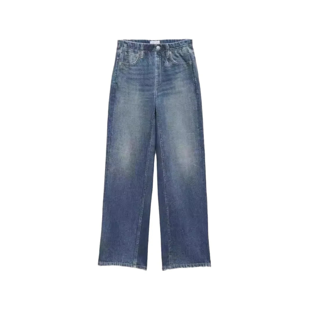 Retro Wide-Leg Straight Jeans
