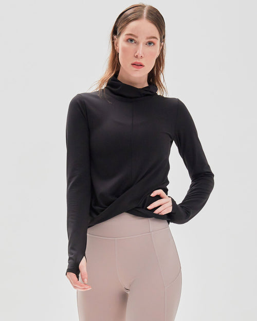 Cowl-Neck Coziplex Long-Sleeve Top