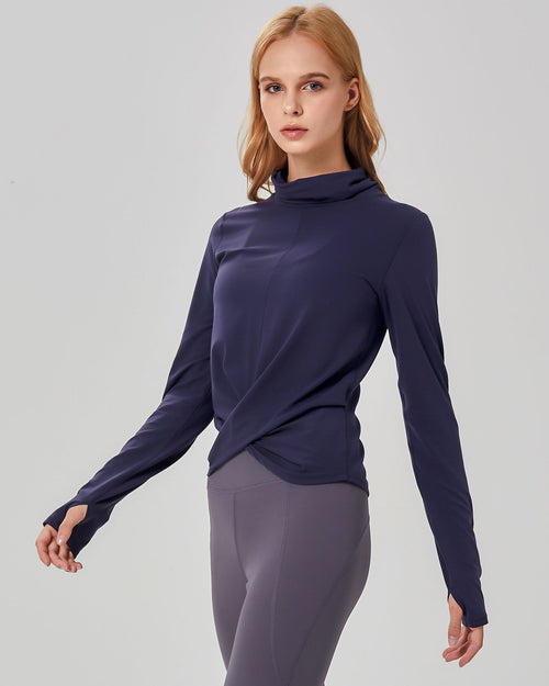 Cowl-Neck Coziplex Long-Sleeve Top, women's top