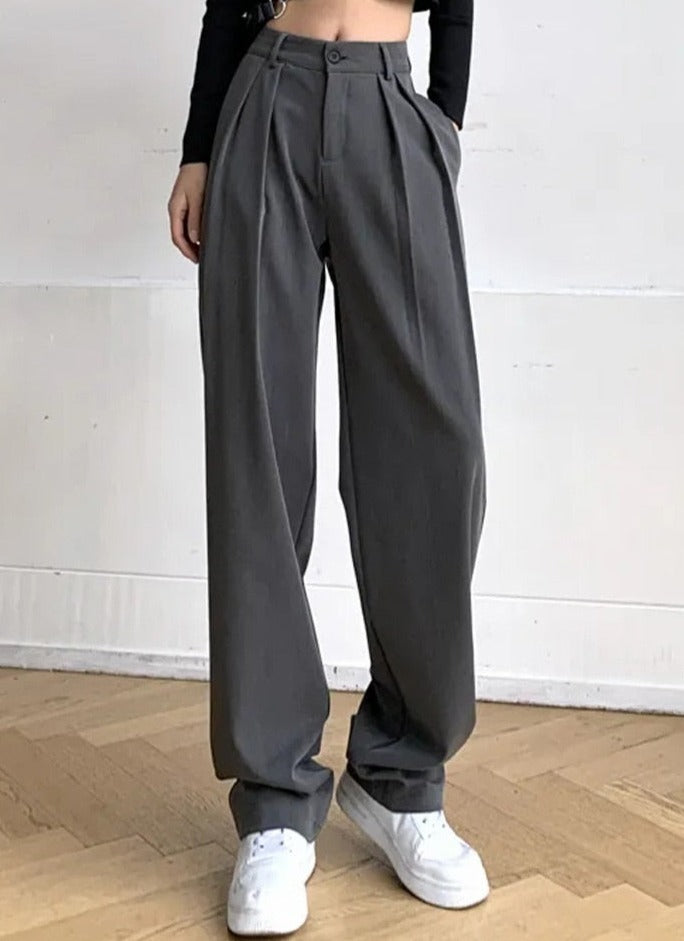 High-Waist Wide-Leg Trousers, women's pants