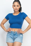 Round-Neck Short-Sleeve Crop Tee