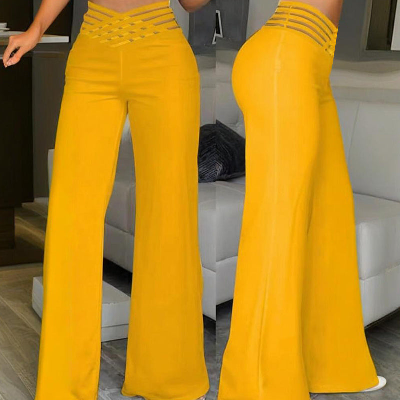 Mesh Patchwork High-Waist Pants