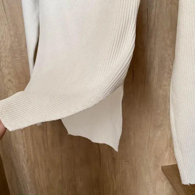 Square-Collar Knit Pullover Sweater