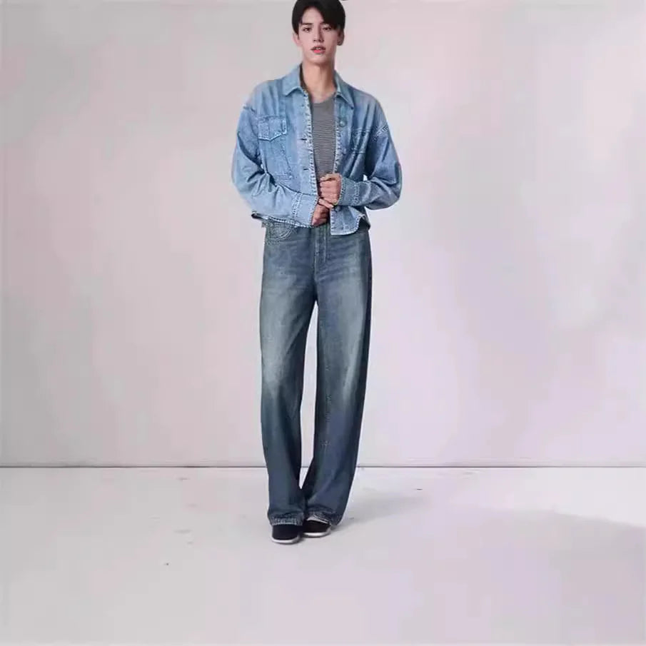 Retro Wide-Leg Straight Jeans
